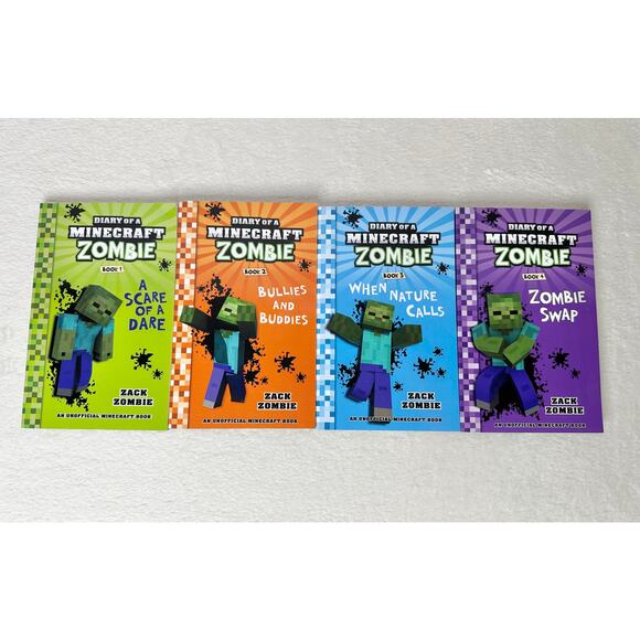 4 Book Set of Diary of a Minecraft Zombie Books by Zack Zombie Paperback - Picture 1 of 9